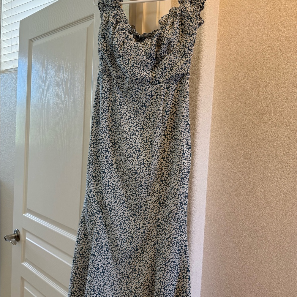 Hello Molly Blue and White Sweetheart Midi Dress